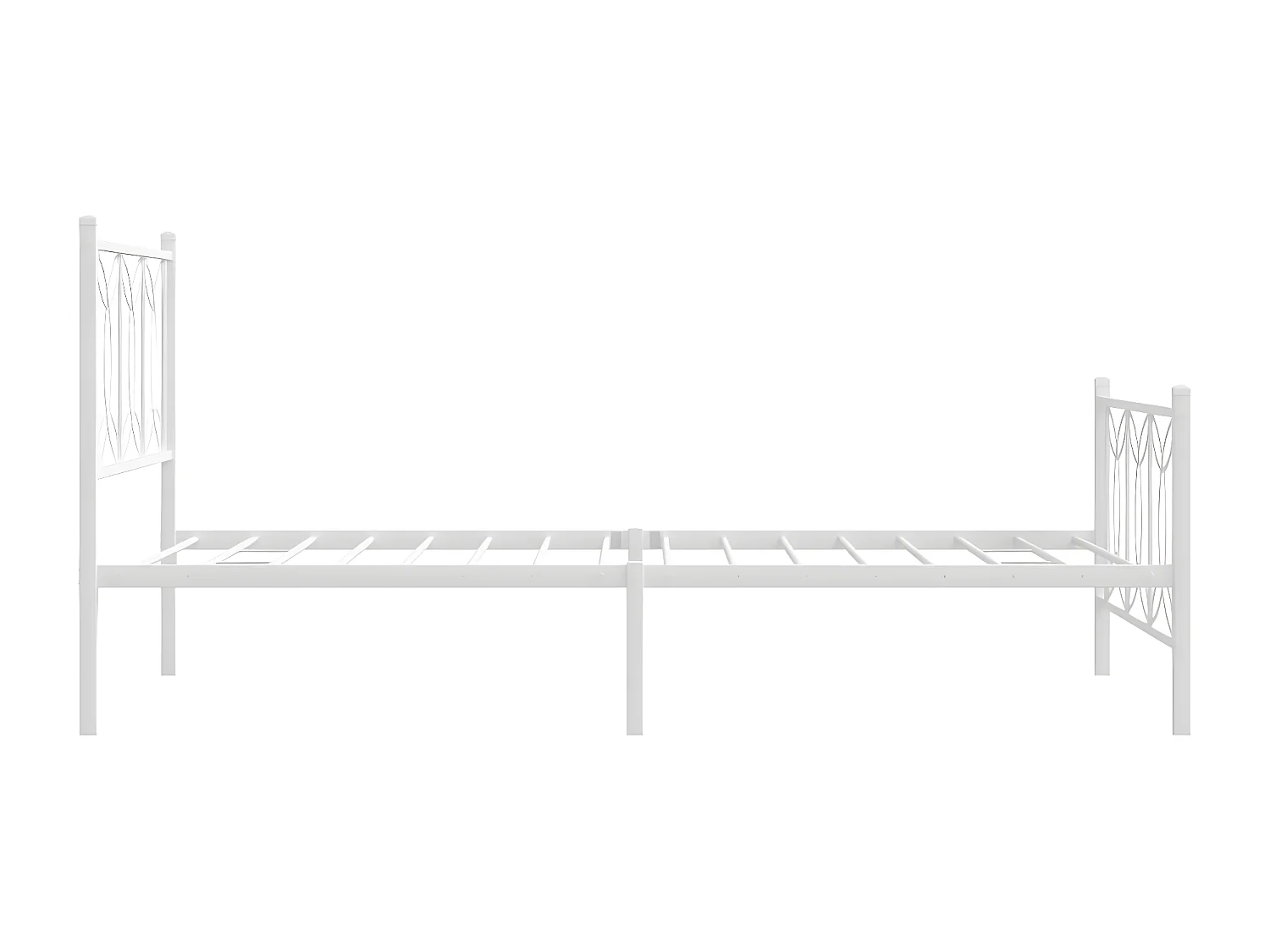 Cadre de lit métal avec tête de lit/pied de lit blanc 100x190cm