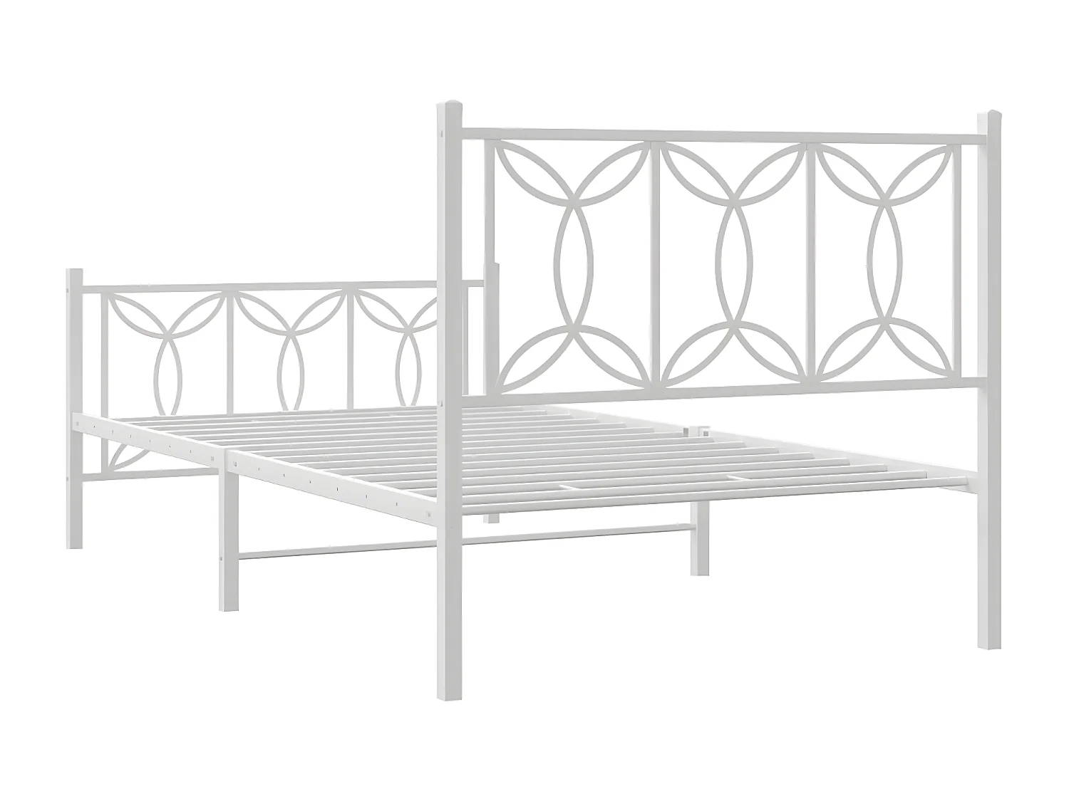 Cadre de lit métal avec tête de lit/pied de lit blanc 100x190cm