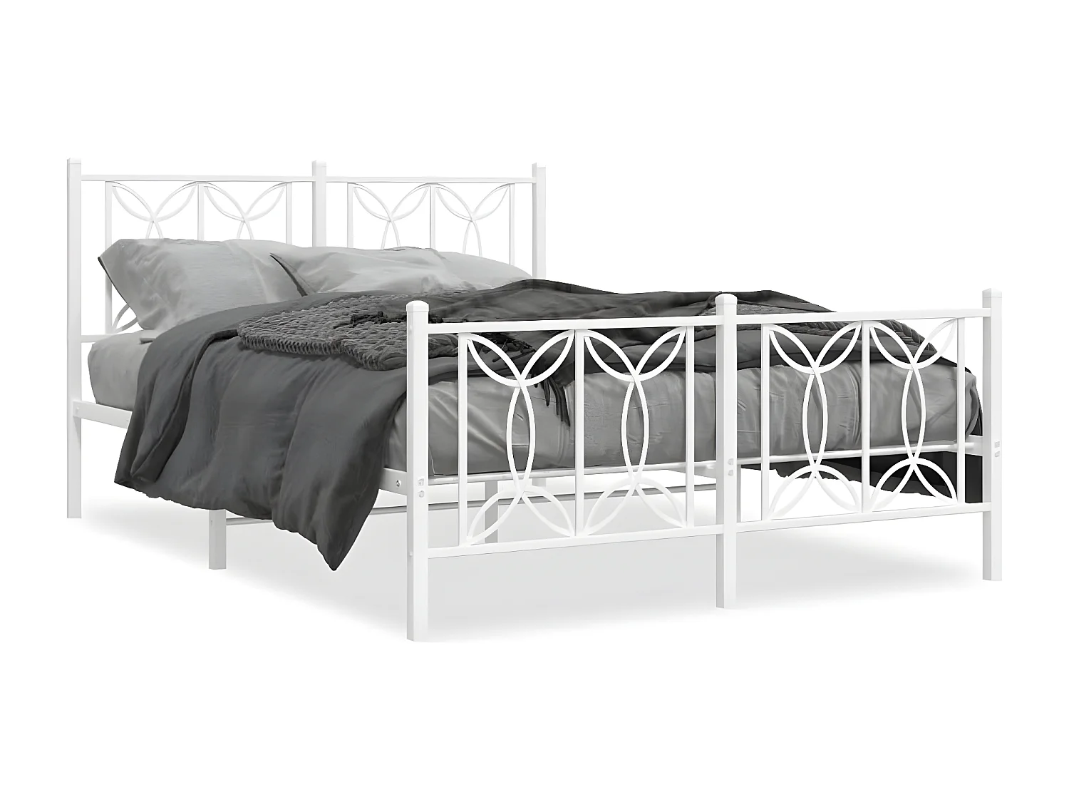 Estructura cama metal cabecero y estribo blanco 140x190 cm