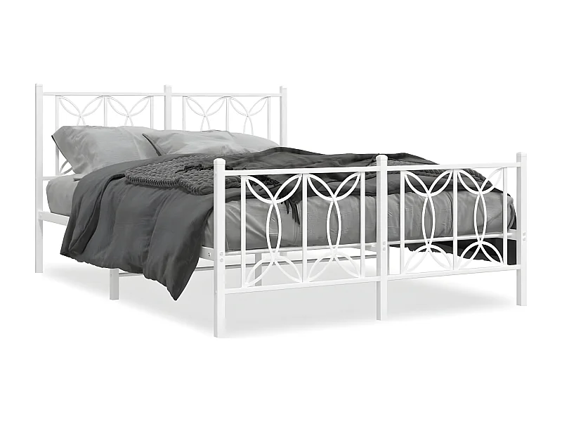 Estructura cama metal cabecero y estribo blanco 140x190 cm