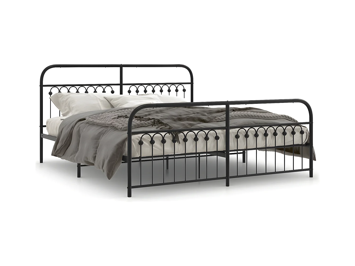 Estructura de cama cabecero y estribo metal negro 183x203 cm