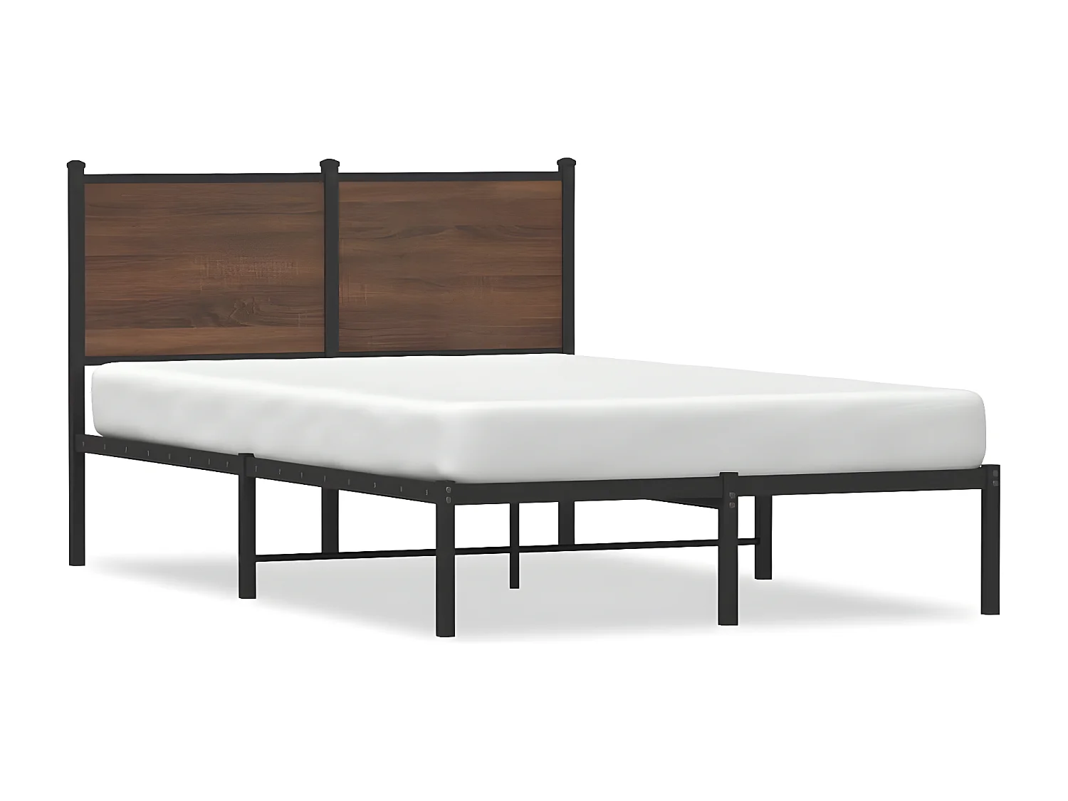 Estrutura cama com cabeceira 120x190cm metal carvalho castanho