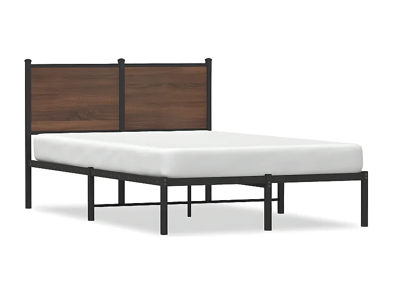 Estructura de cama con cabecero metal marrón roble 120x190 cm