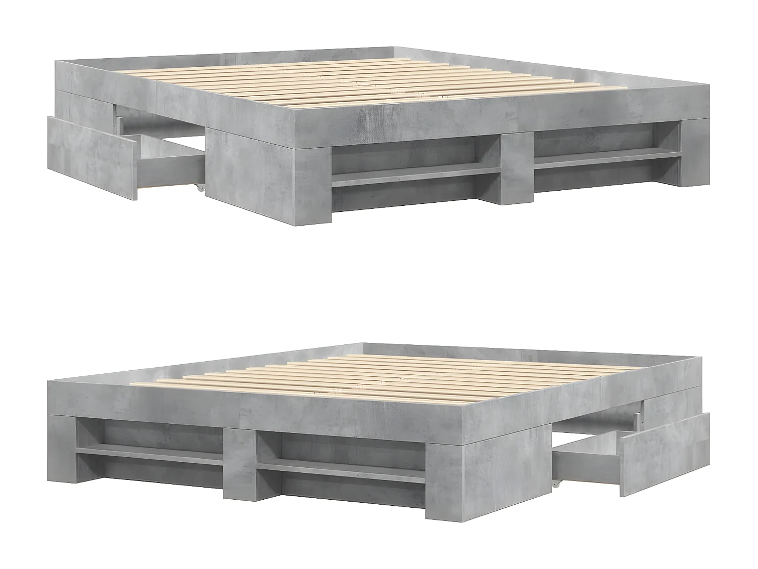 Estrutura de cama 160x200 cm derivados de madeira cinza cimento