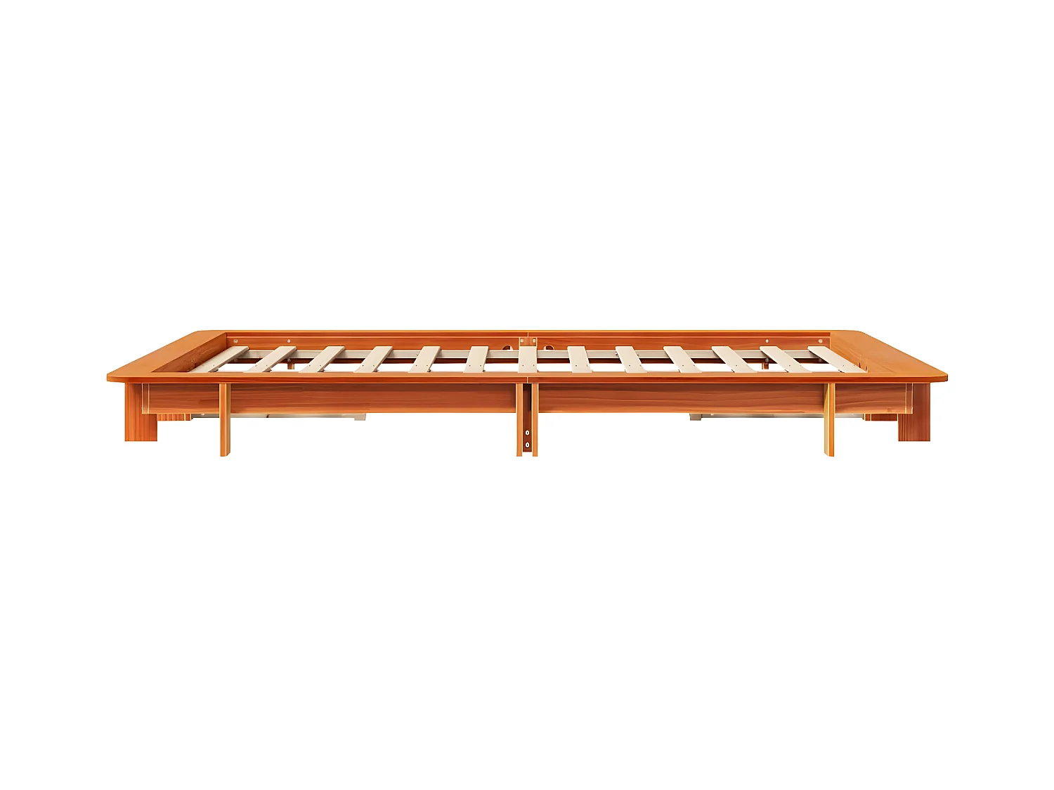 Cadre de lit sans matelas cire marron 135x190cm bois pin massif