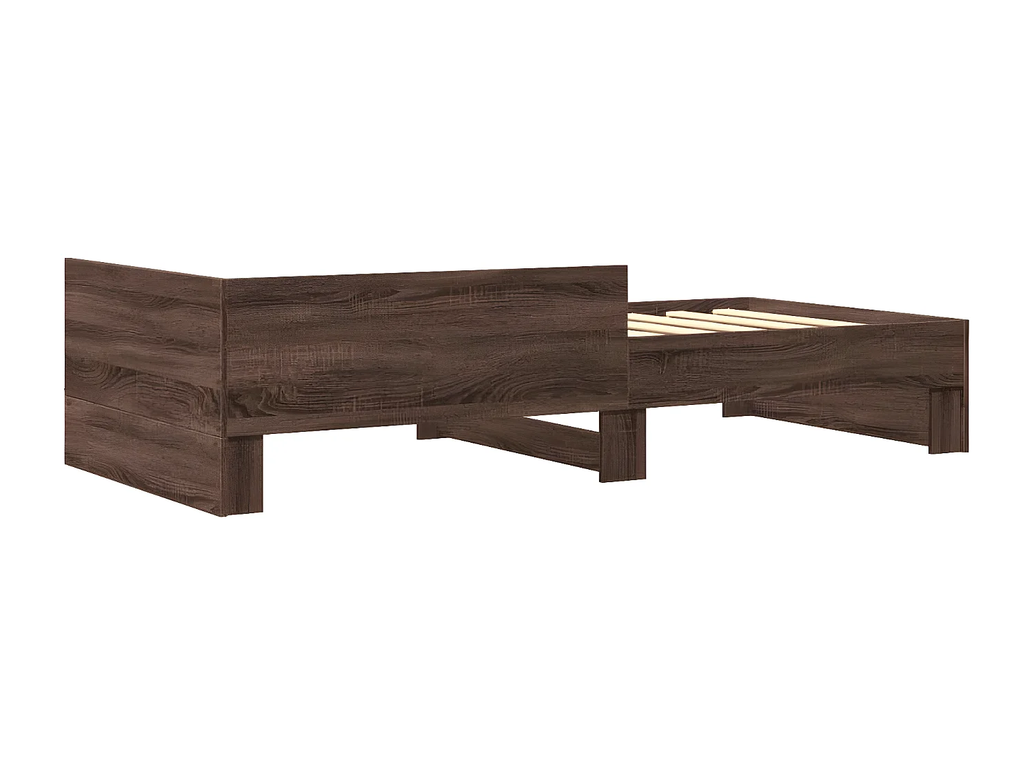 Estrutura cama 100x200cm derivados de madeira carvalho castanho