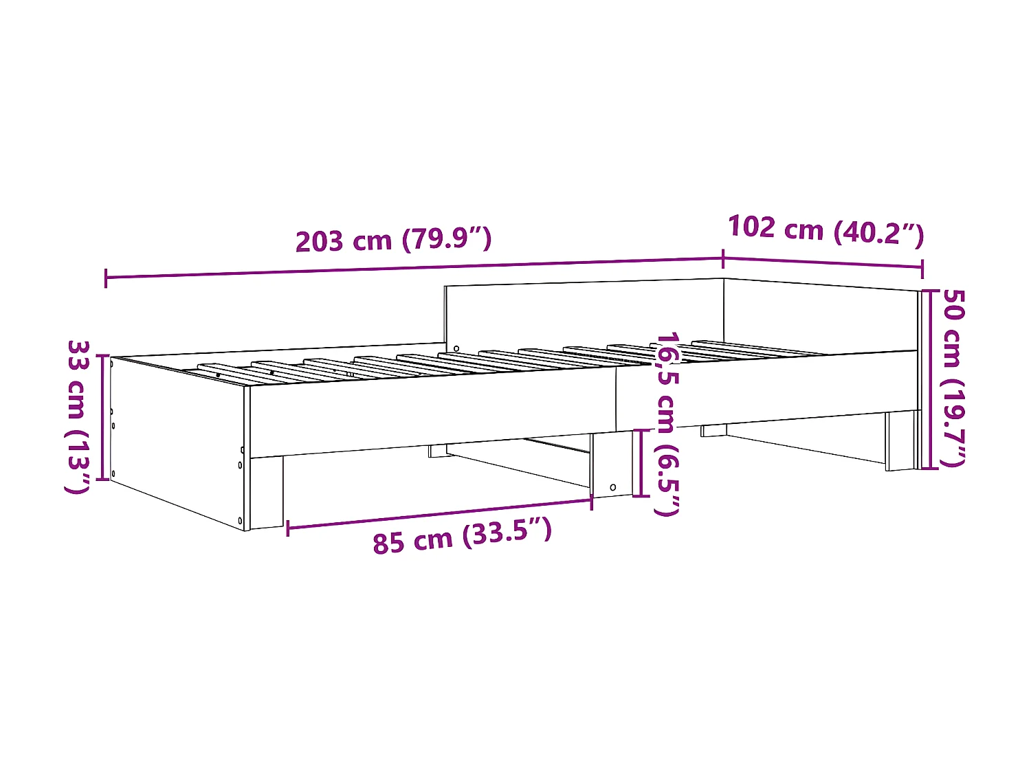 Estructura de cama madera de ingeniería marrón roble 100x200 cm
