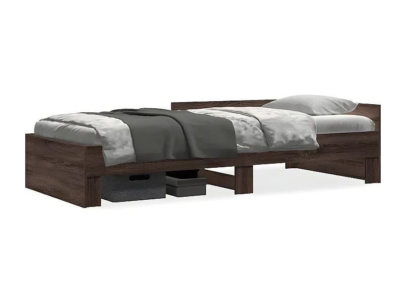 Estructura de cama madera de ingeniería marrón roble 100x200 cm