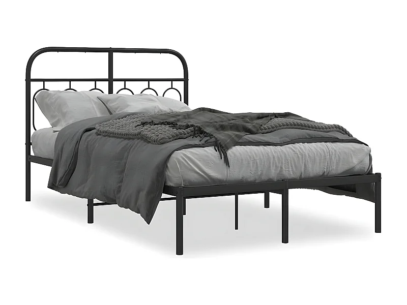 Estrutura de cama com cabeceira 120x190 cm metal preto