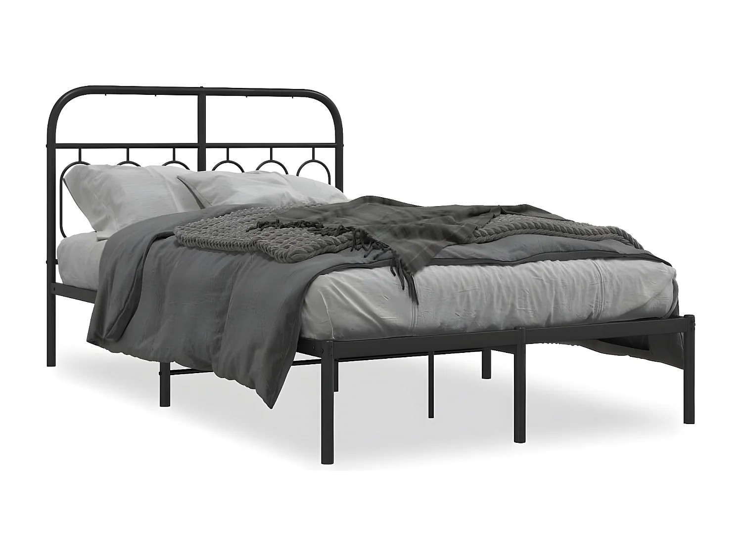 Estrutura de cama com cabeceira 120x190 cm metal preto