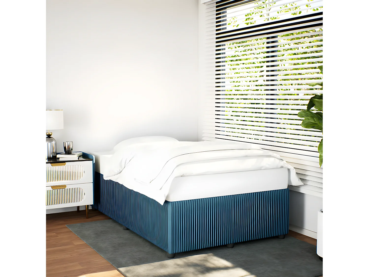 Estrutura de cama 120x190 cm veludo azul