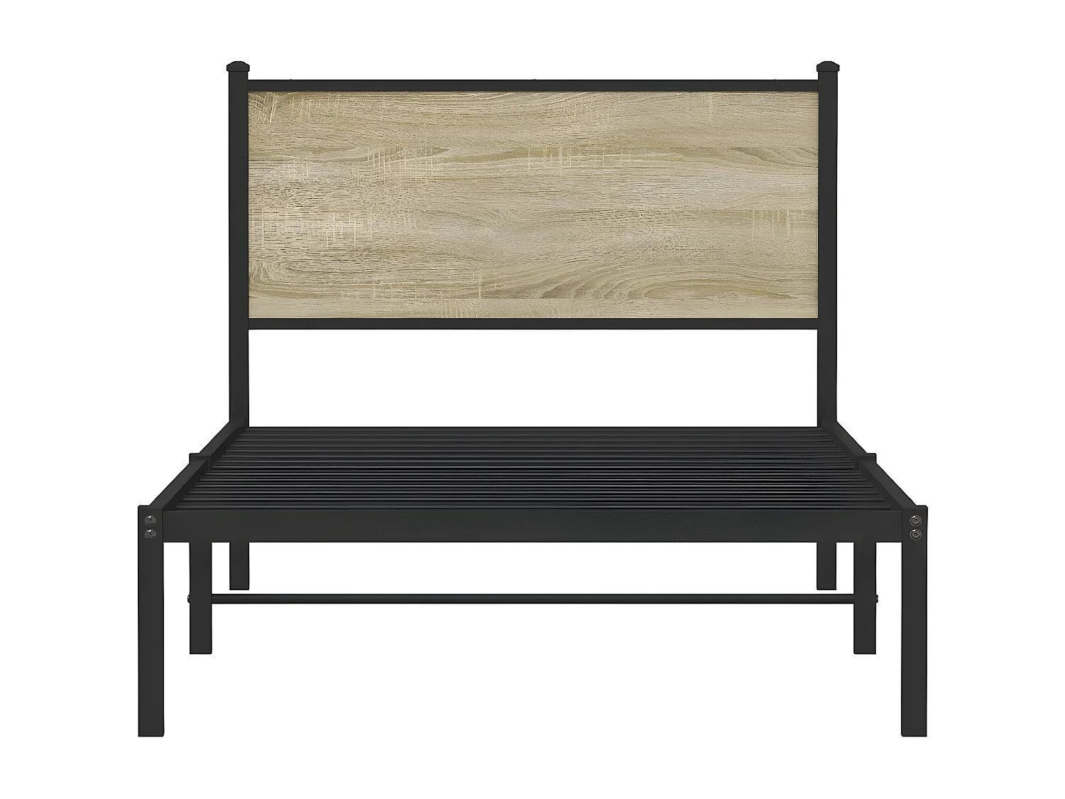 Estrutura de cama com cabeceira 100x200cm metal carvalho sonoma