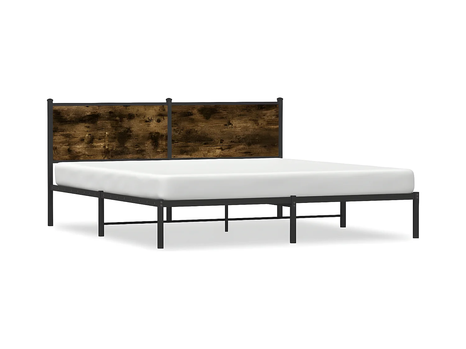 Cadre de lit en métal avec tête de lit chêne fumé 183x213 cm