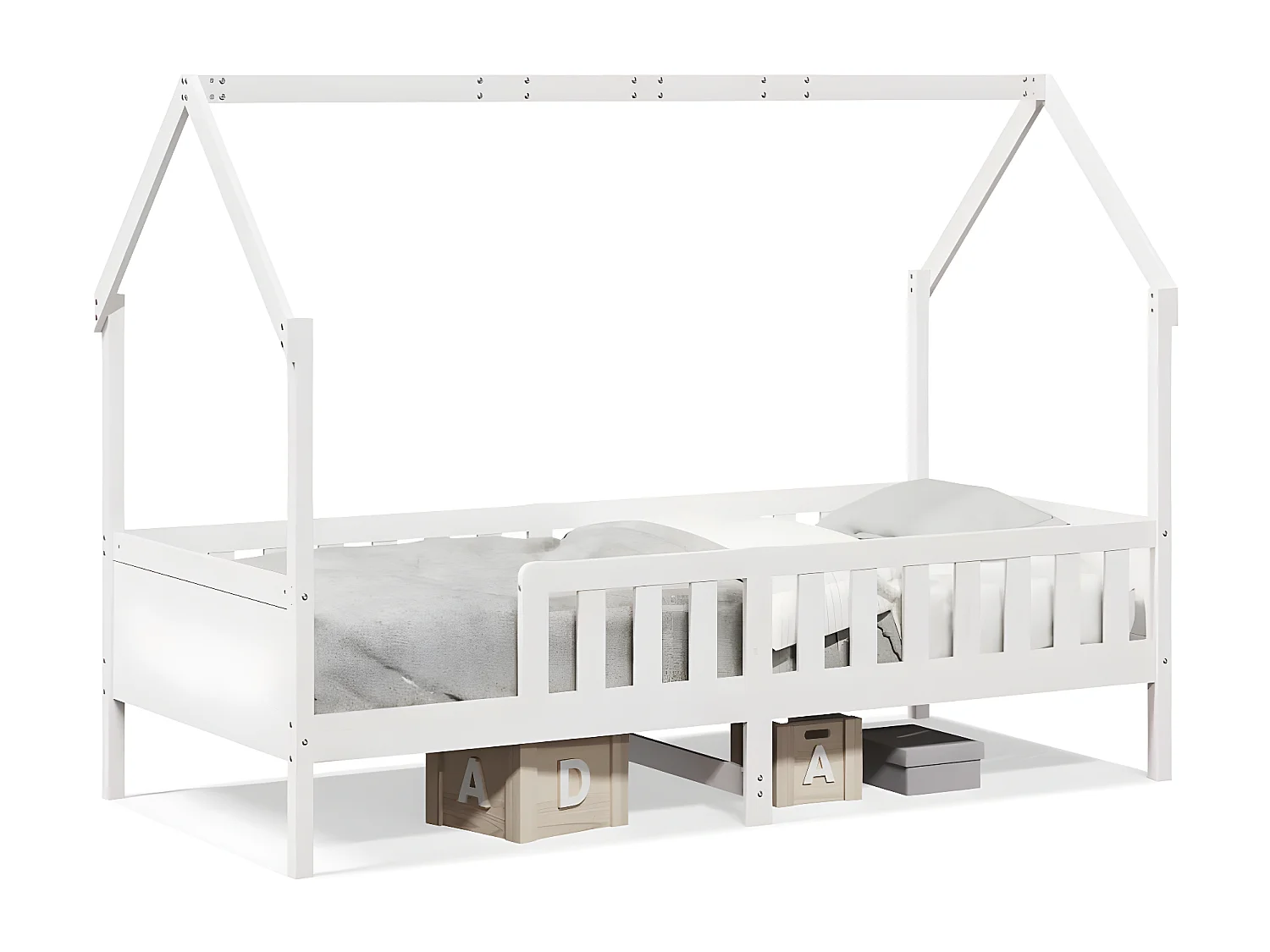 Cadre de lit d'enfants forme de maison 80x200cm bois pin massif