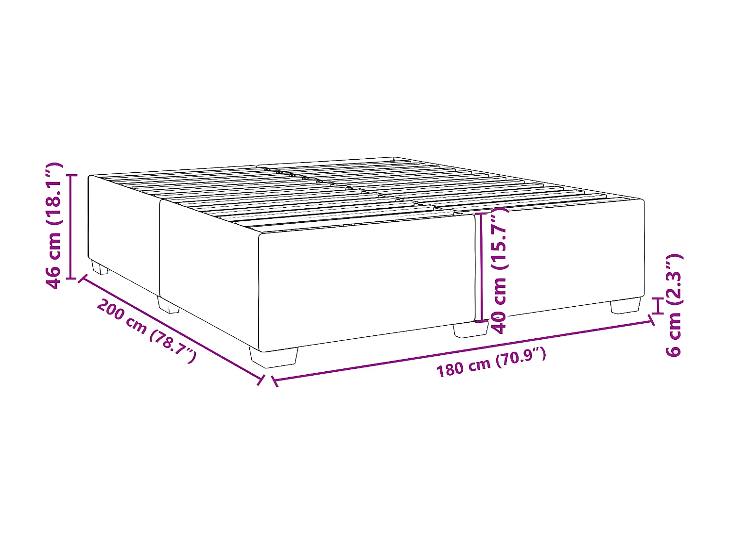 Estructura de cama de cuero sintético negro 180x200 cm