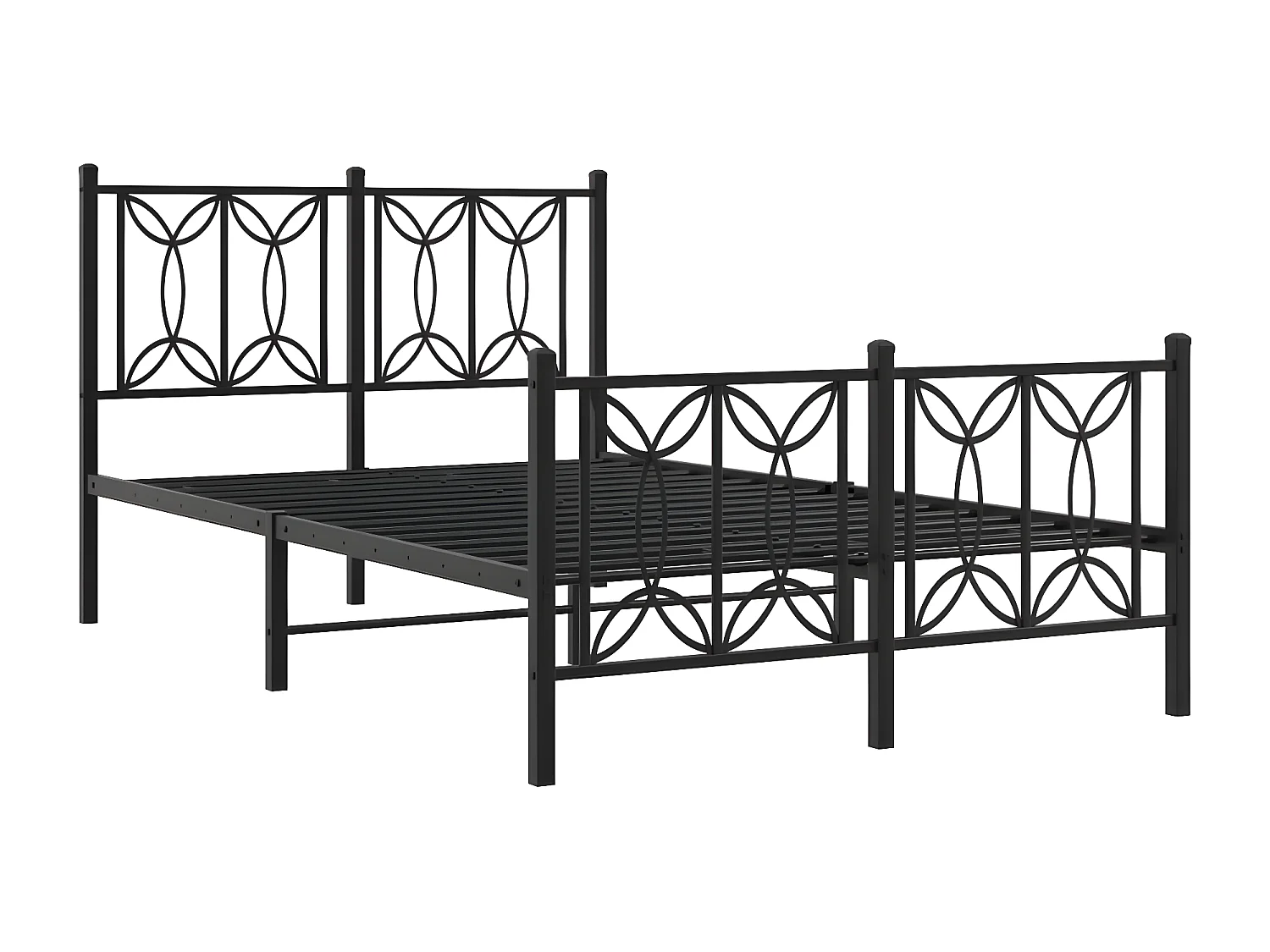 Cadre de lit métal avec tête de lit/pied de lit noir 120x190 cm