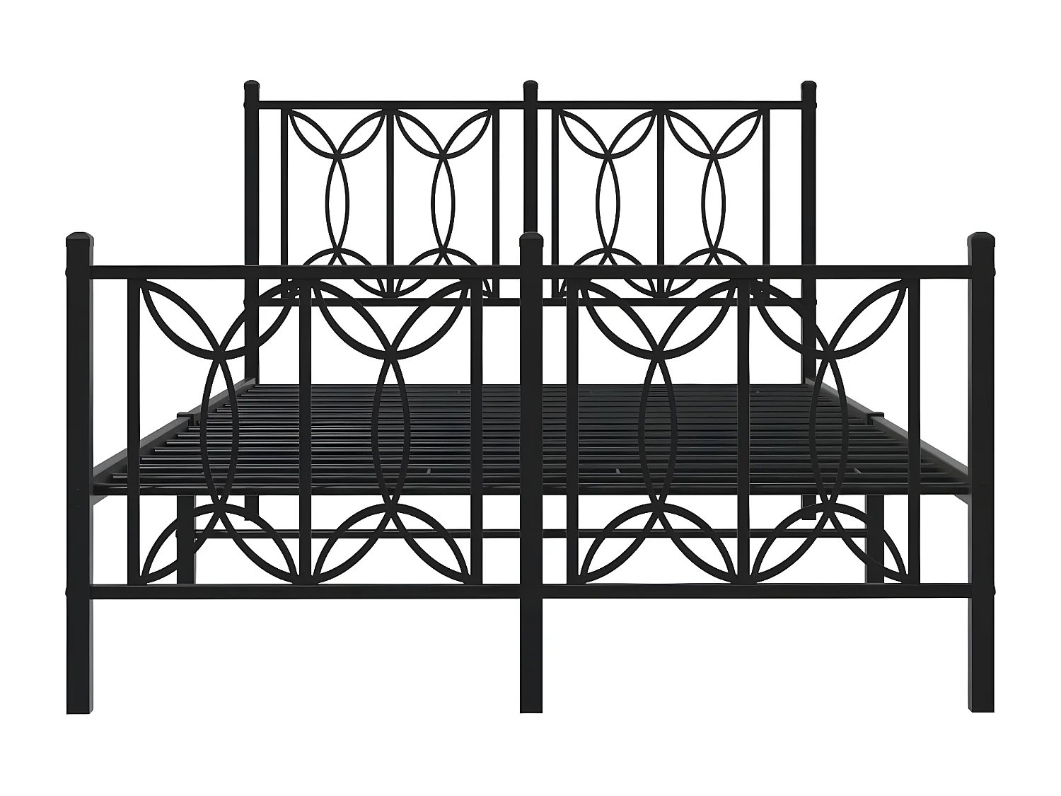 Cadre de lit métal avec tête de lit/pied de lit noir 120x190 cm