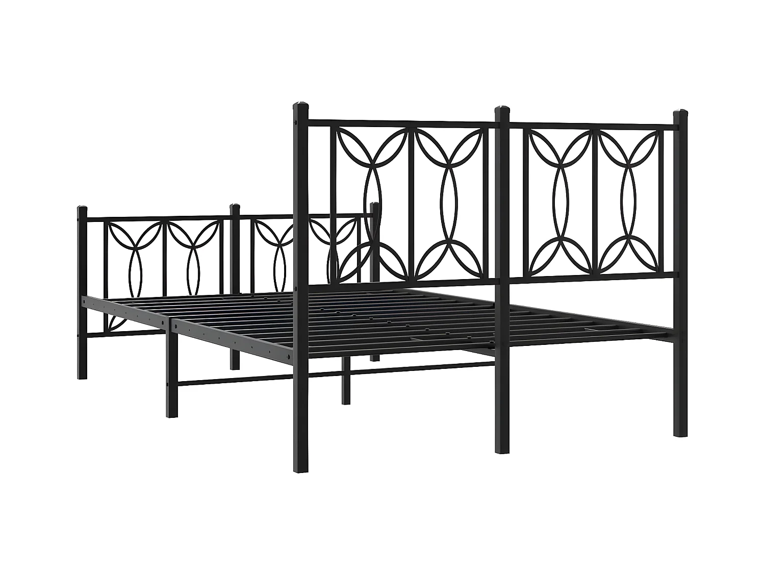 Cadre de lit métal avec tête de lit/pied de lit noir 120x190 cm