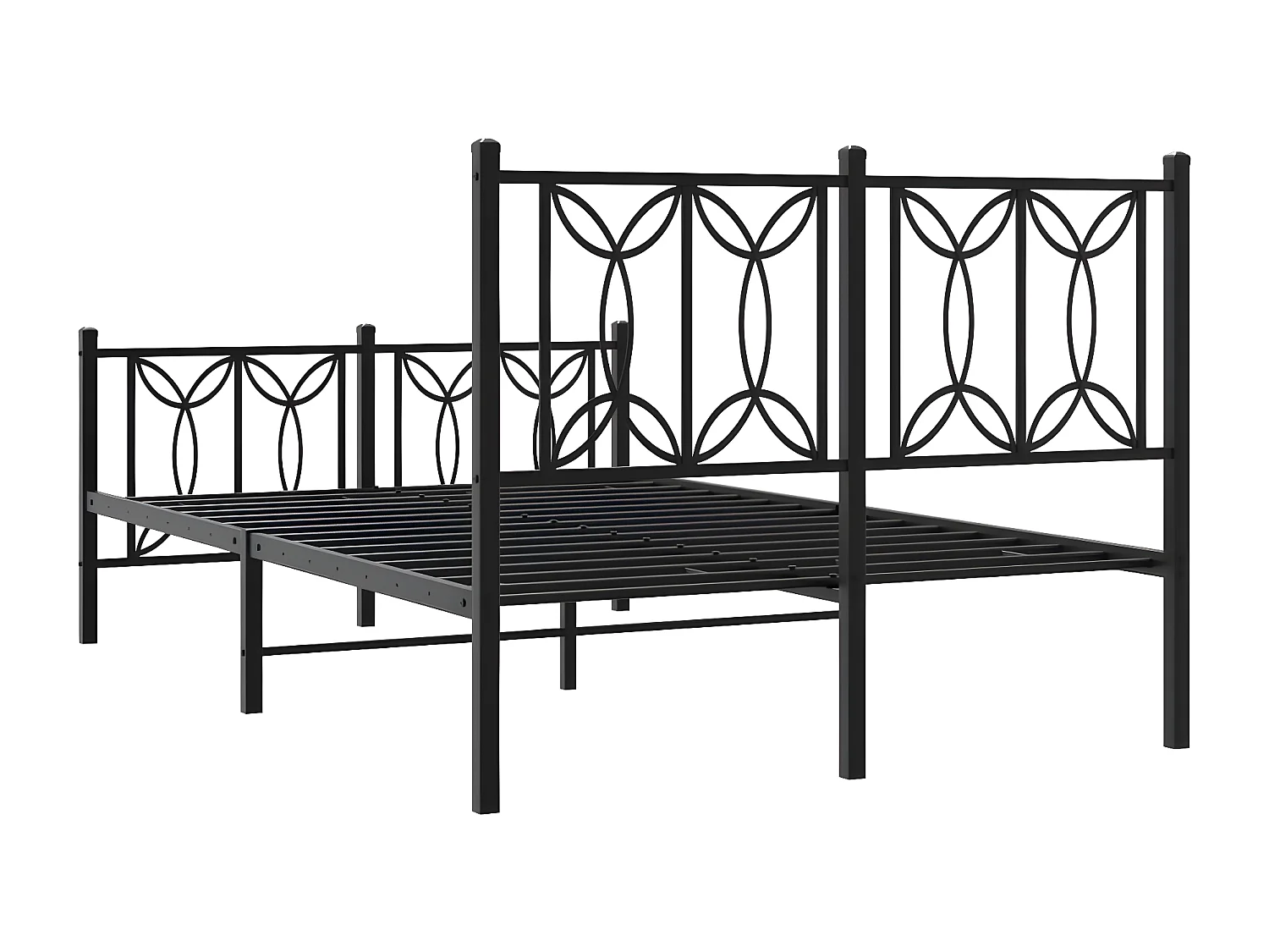 Cadre de lit métal avec tête de lit/pied de lit noir 120x190 cm