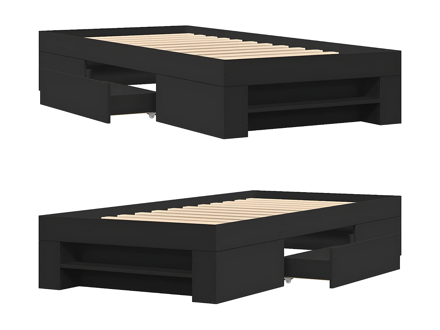 Cadre de lit noir 90x190 cm bois d'ingénierie