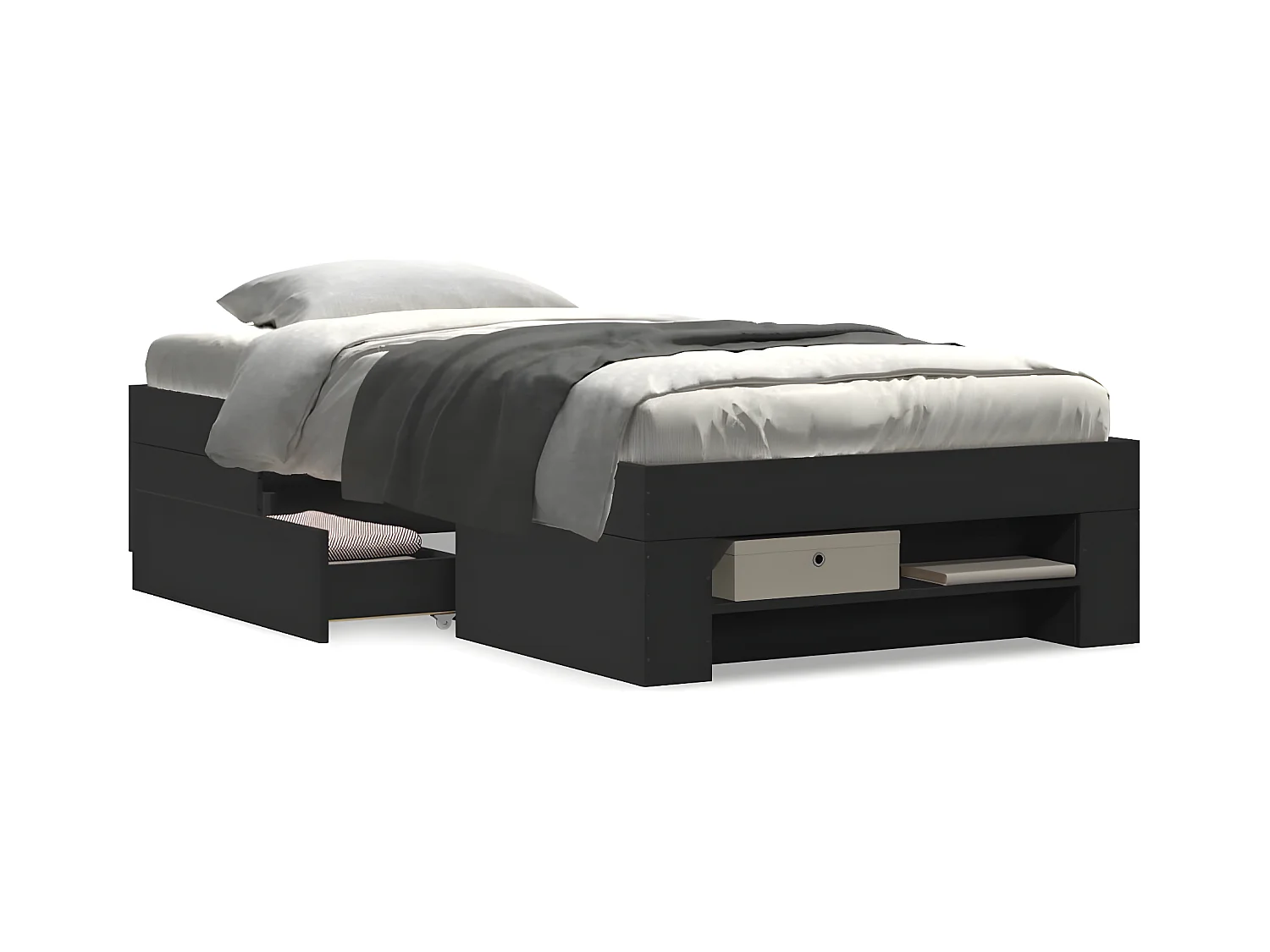 Estrutura de cama 90x190 cm derivados de madeira preto