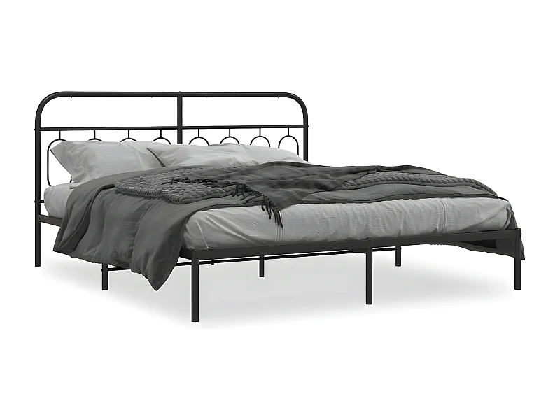 Estructura de cama con cabecero metal negro 193x203 cm