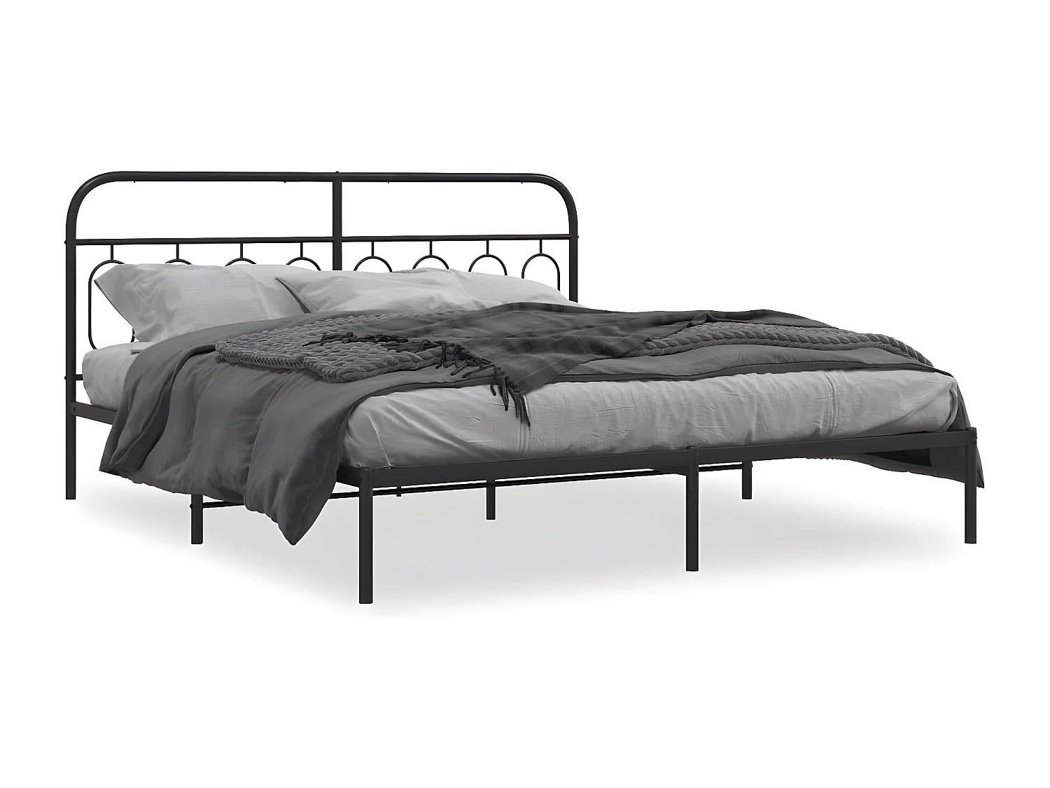 Estructura de cama con cabecero metal negro 193x203 cm