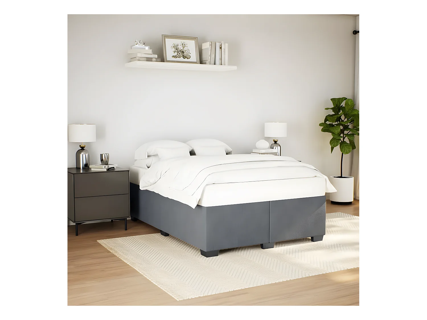 Cadre de lit Gris foncé 140x190 cm Velours
