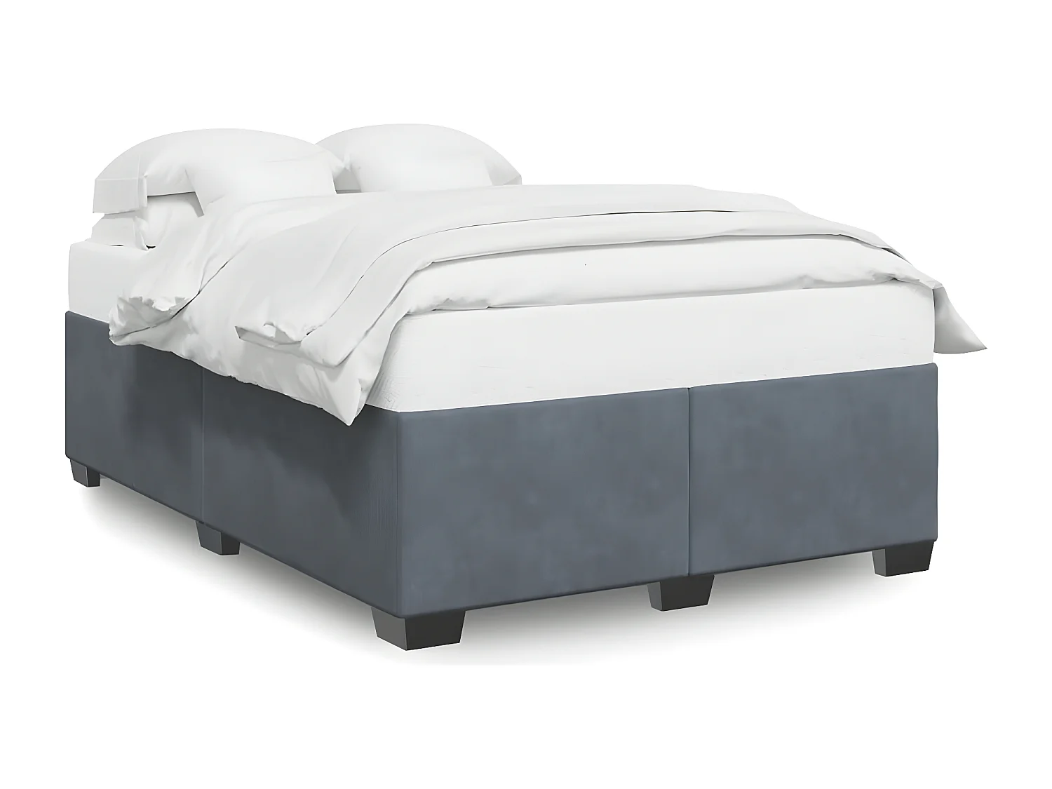 Cadre de lit Gris foncé 140x190 cm Velours