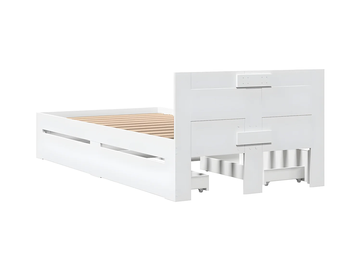 Estructura cama con cabecero madera ingeniería blanco 90x200 cm