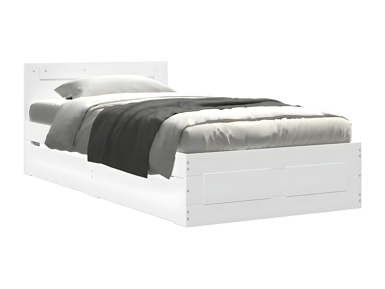 Estructura cama con cabecero madera ingeniería blanco 90x200 cm