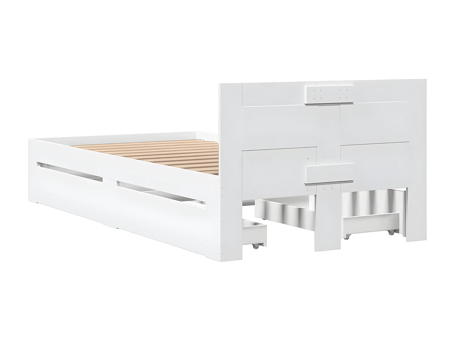 Estructura cama con cabecero madera ingeniería blanco 90x200 cm