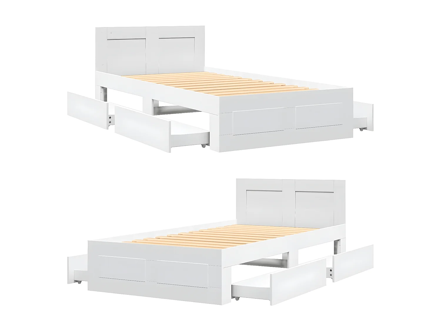 Estructura cama con cabecero madera ingeniería blanco 90x200 cm