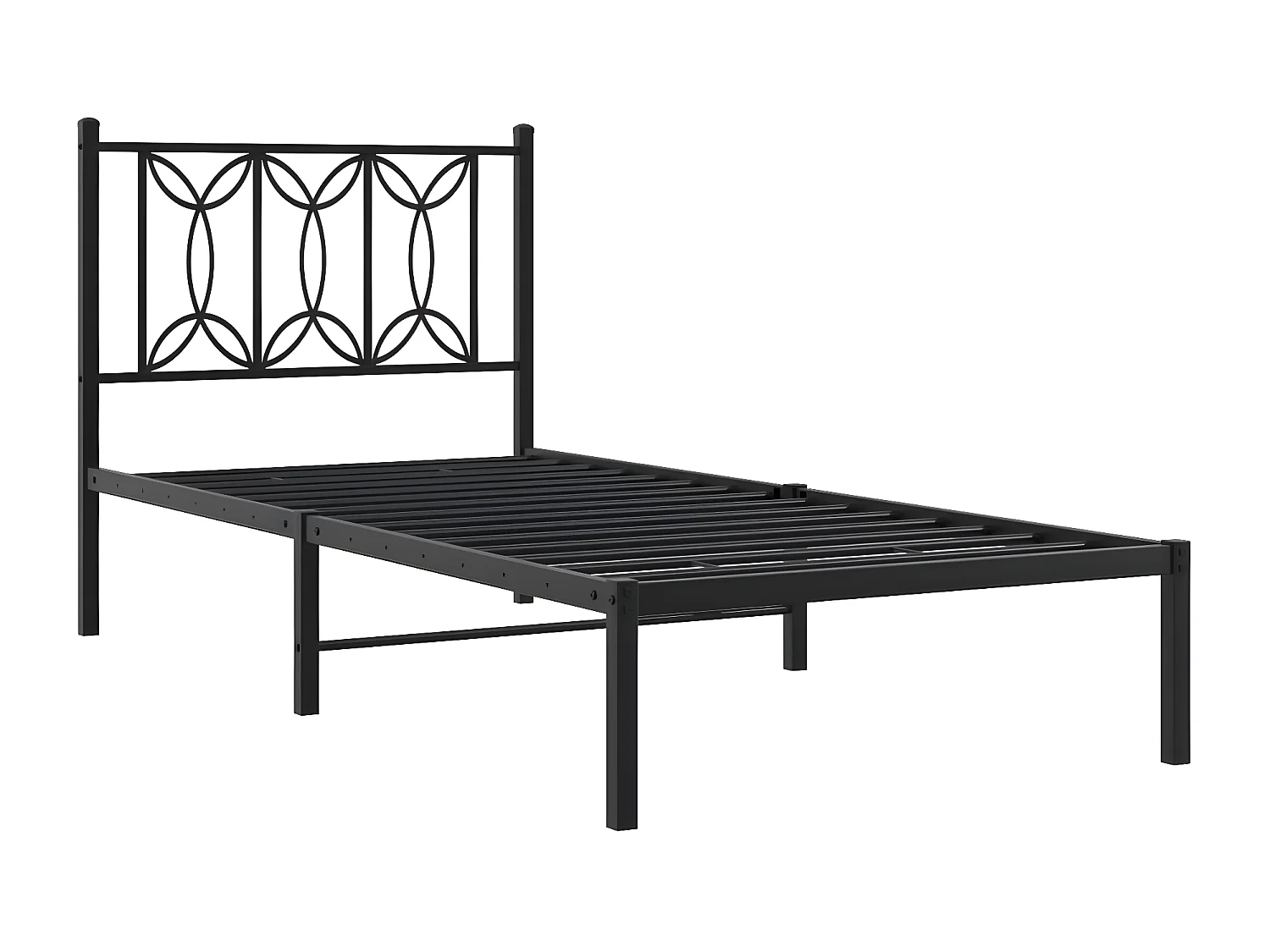 Estrutura de cama com cabeceira 75x190 cm metal preto