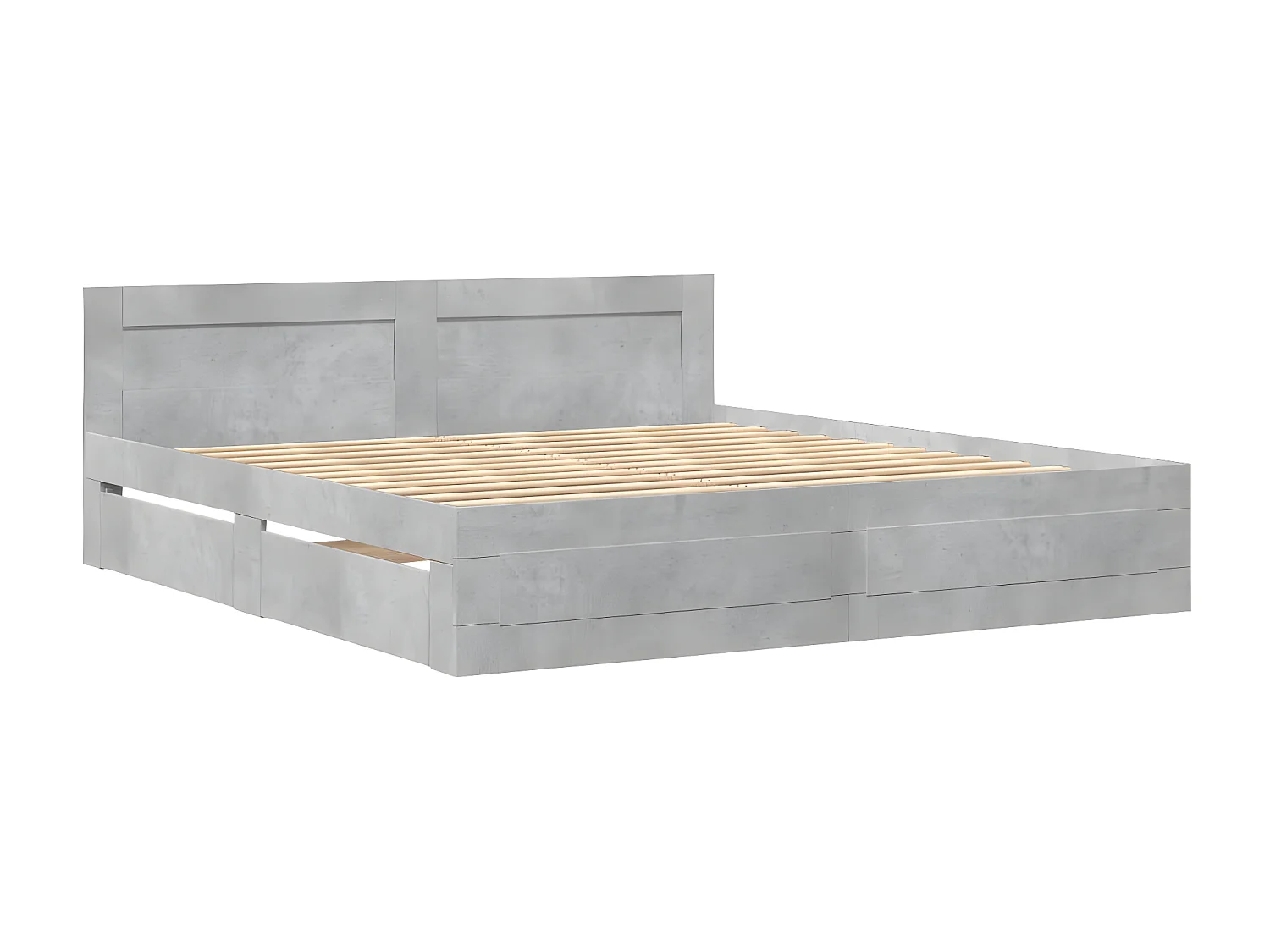 Cama con cabecero madera ingeniería gris hormigón 200x200 cm