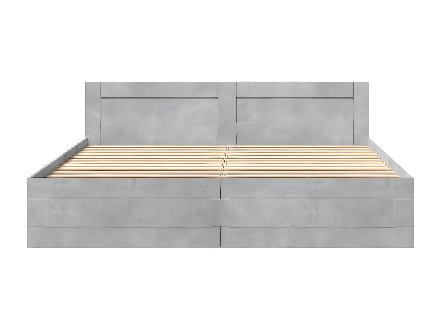 Cama con cabecero madera ingeniería gris hormigón 200x200 cm