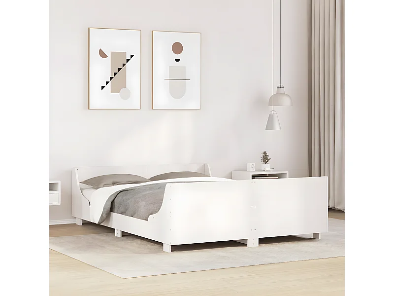 Cama sem colchão 120x190 cm madeira de pinho maciça branco