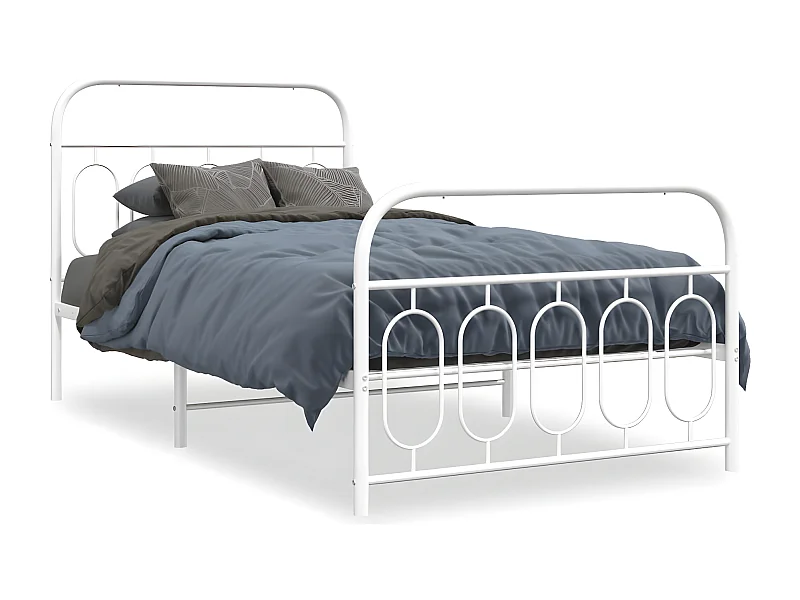 Estructura cama metal con cabecero y pie cama blanca 100x200 cm