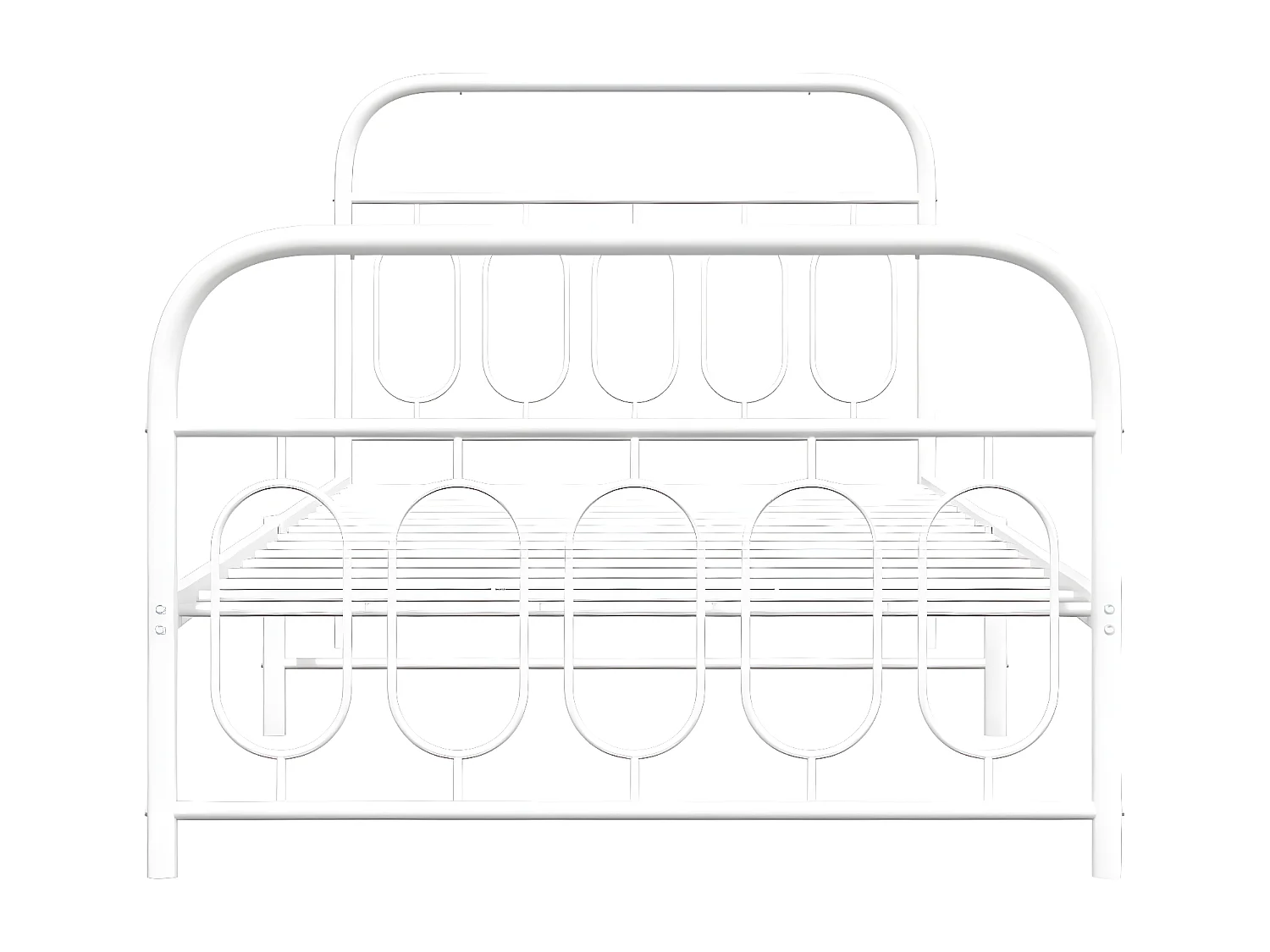 Cadre de lit métal avec tête de lit/pied de lit blanc 100x200cm