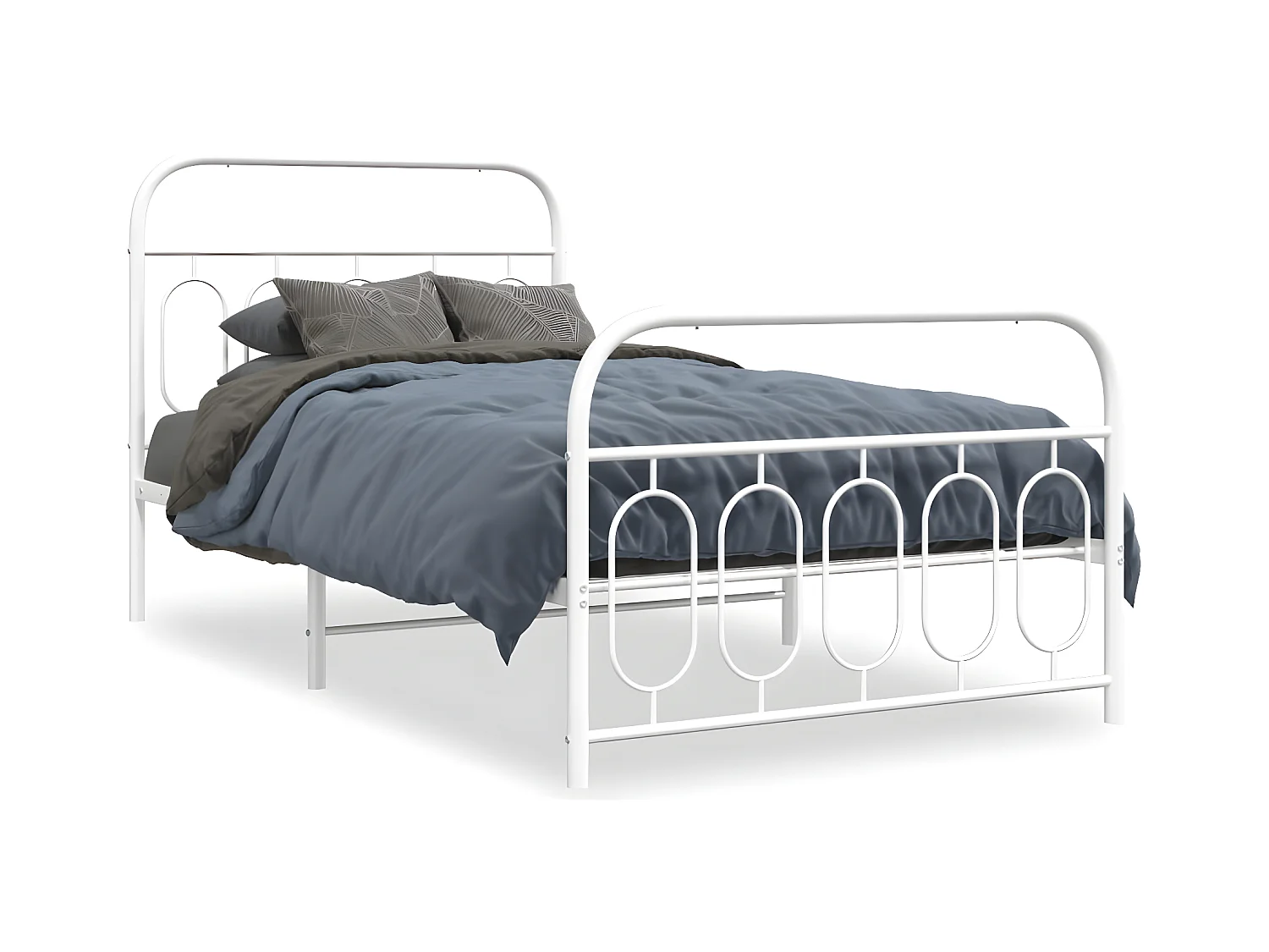 Estructura cama metal con cabecero y pie cama blanca 100x200 cm