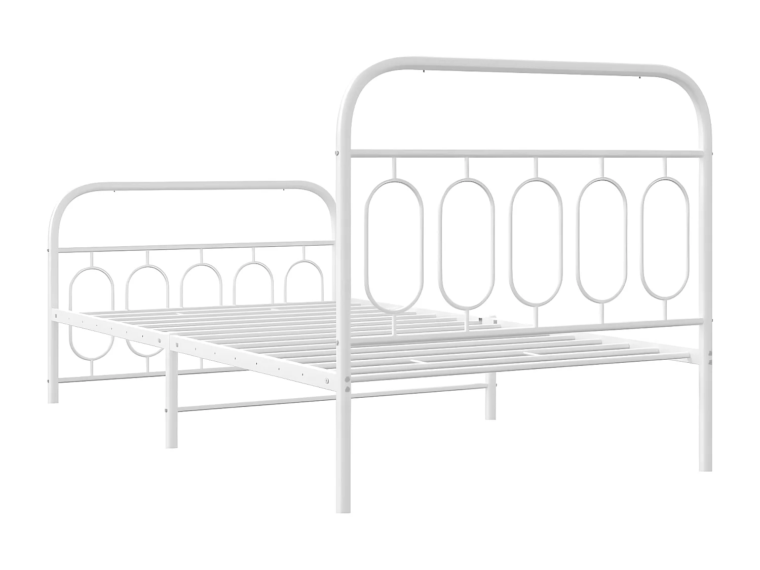 Estructura cama metal con cabecero y pie cama blanca 100x200 cm