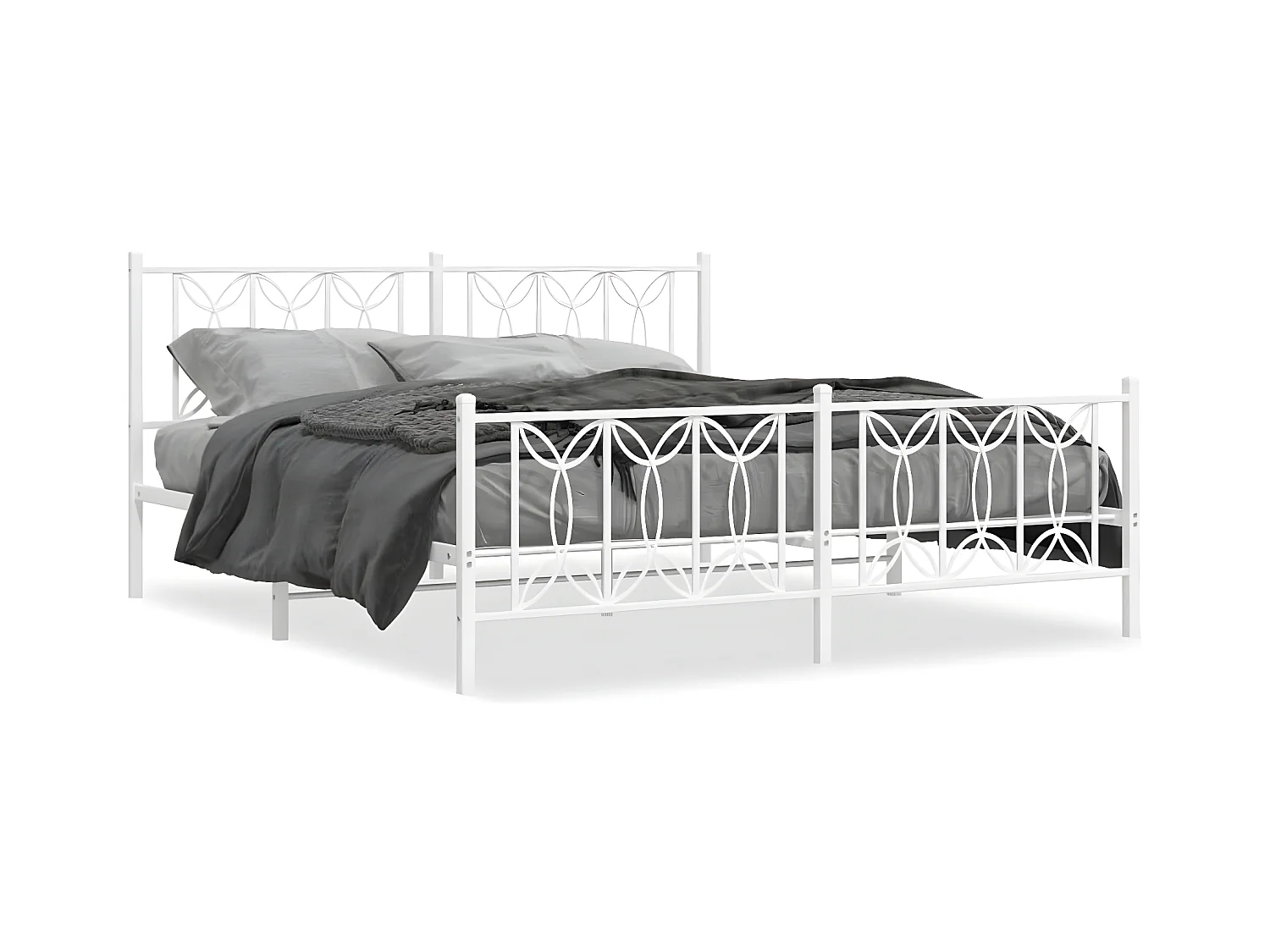 Estructura cama metal con cabecero y pie cama blanco 183x213 cm