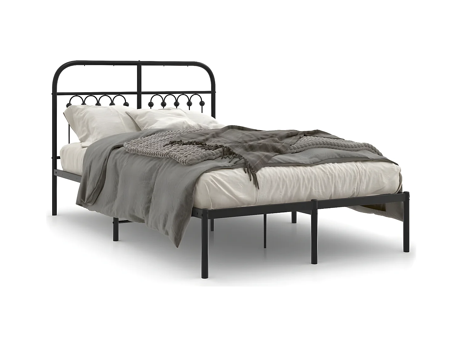 Estructura de cama con cabecero metal negro 120x190 cm