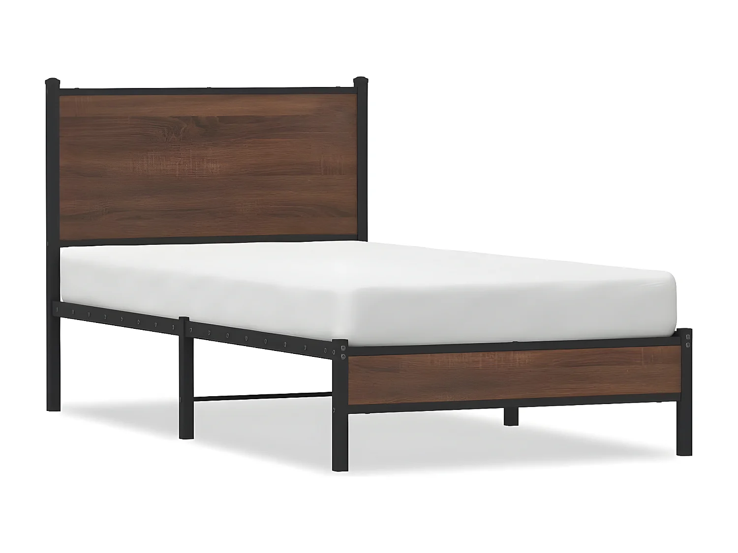 Cadre de lit en métal avec tête de lit chêne marron 90x190 cm