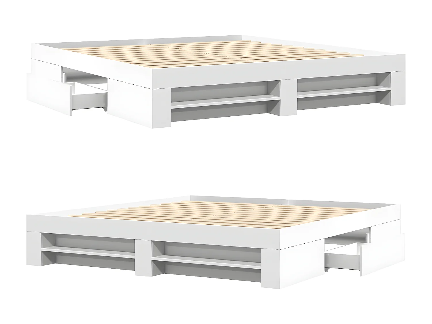 Estrutura de cama 200x200 cm derivados de madeira branco