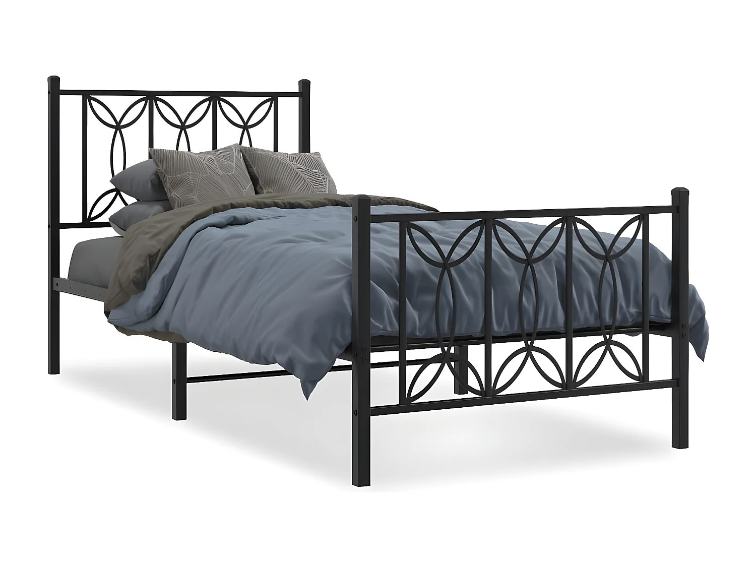 Estructura de cama con cabecero y estribo metal negro 80x200 cm