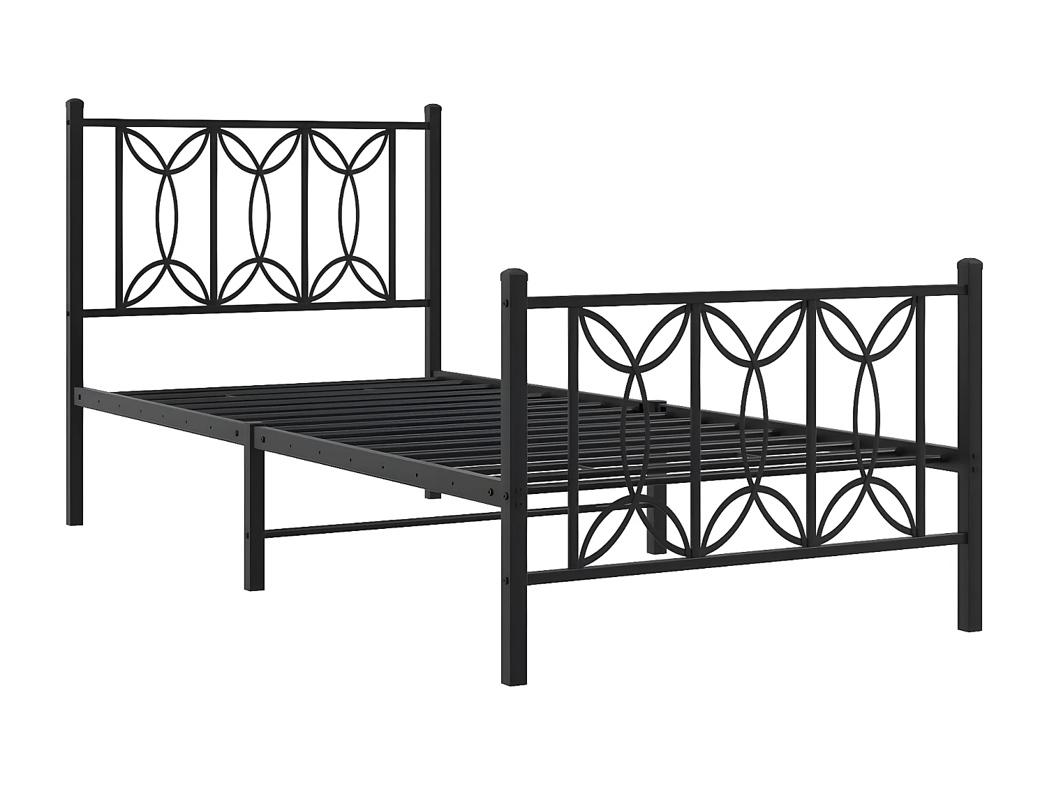 Estructura de cama con cabecero y estribo metal negro 80x200 cm