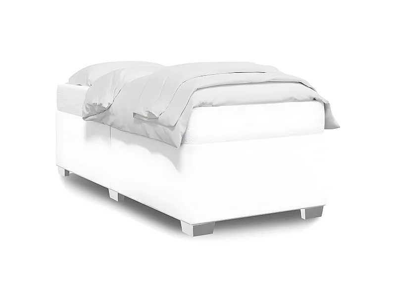 Estrutura de cama 90x190 cm couro artificial branco