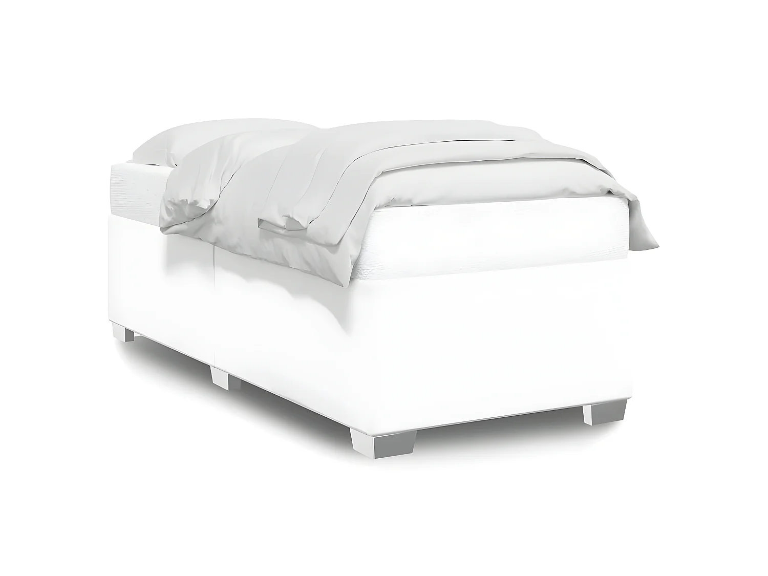 Estructura de cama cuero sintético blanco 90x190 cm