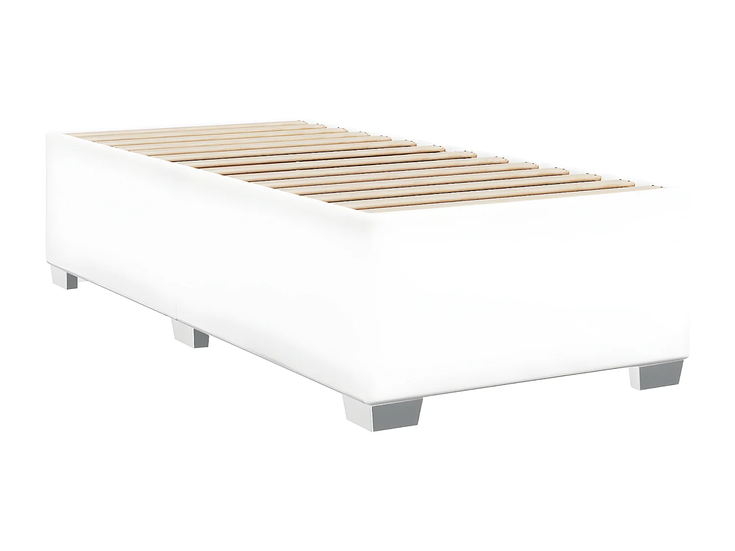 Estructura de cama cuero sintético blanco 90x190 cm